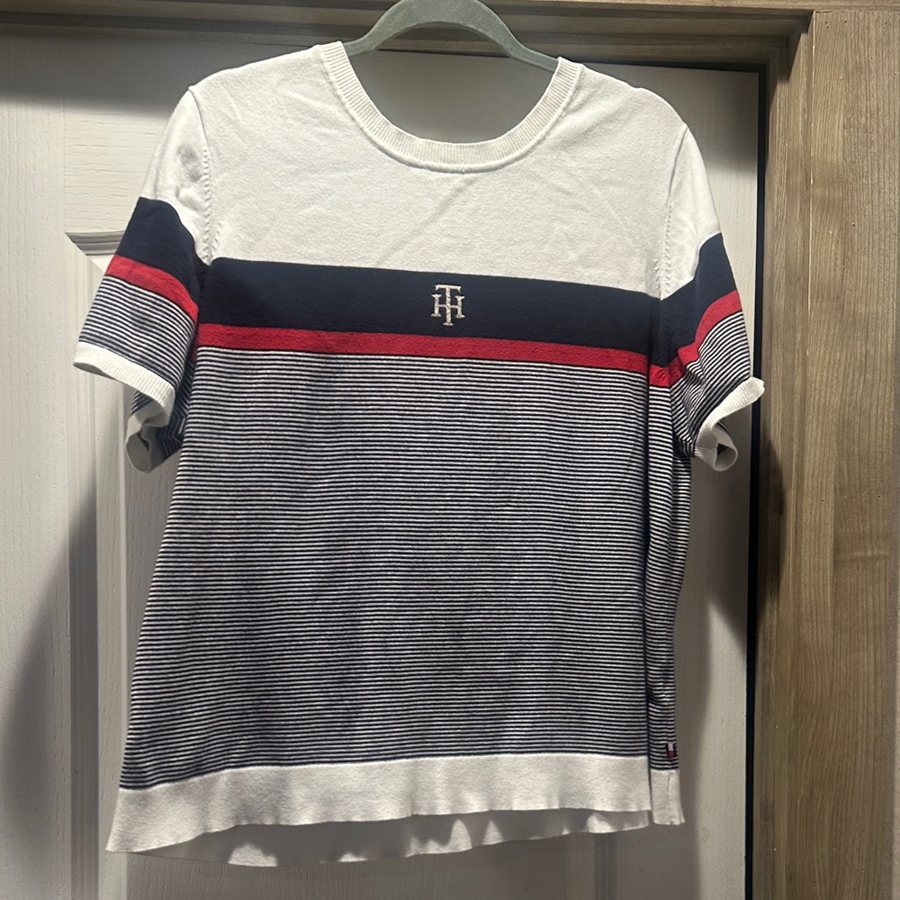 Tommy Hilfiger Navy and Red Striped Tee